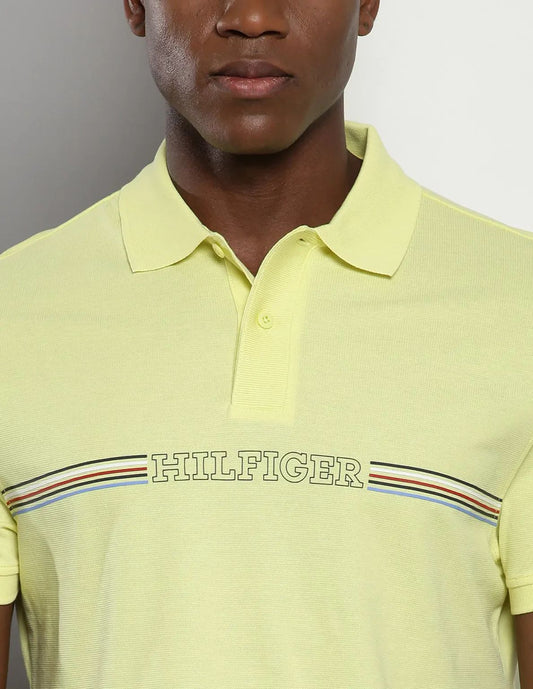 Tommy Hilfiger Mens Yellow Solid Polo T-Shirt
