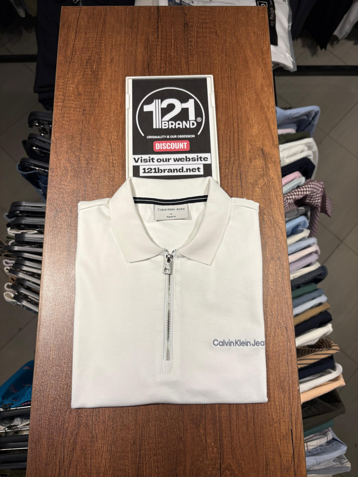 Calvin Klein White Cotton Regular
Fit Polo T-Shirt