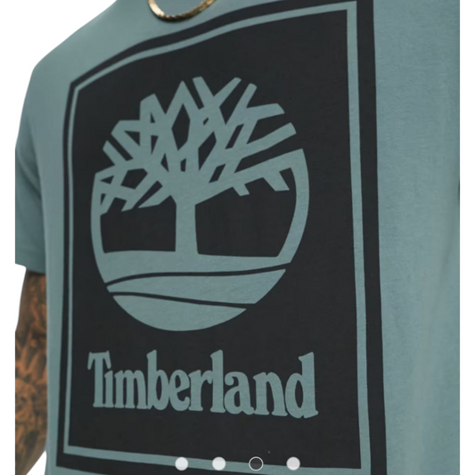 MEN'S TIMBERLAND BALSAM GREEN/BLACK SS STACK LOGO T-SHIRT