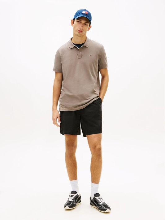 Tommy Jeans Mens Tommy Flag Slim Fit Pique Polo Shirt - Ivy Mink
