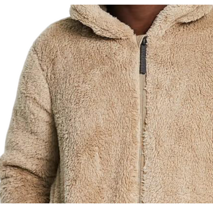 Hollister Cozy Sherpa Logo Hood Jacket in Brown