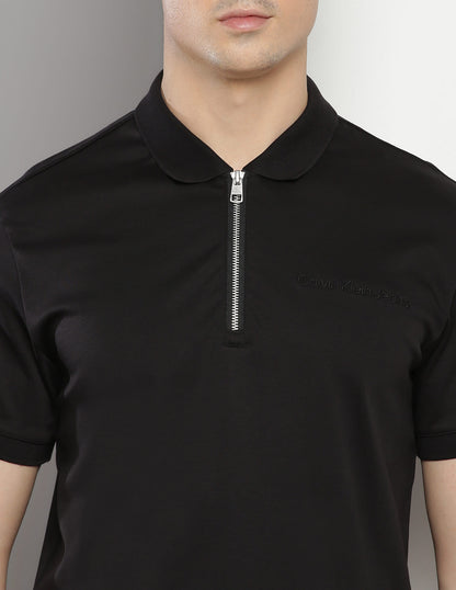 Calvin Klein Black Cotton Regular
Fit Polo T-Shirt