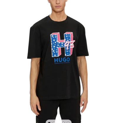 HUGO COTTON-JERSEY REGULAR-FIT T-SHIRT WITH LOGO ARTWORK