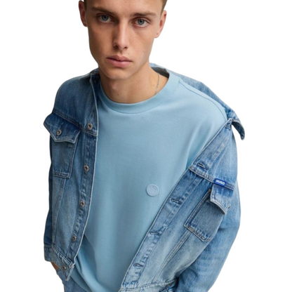 HUGO COTTON JERSEY T-SHIRT WITH CURVED LOGO