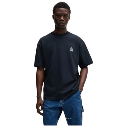 SLUB-COTTON T-SHIRT WITH REAR GRAPHIC PRINT