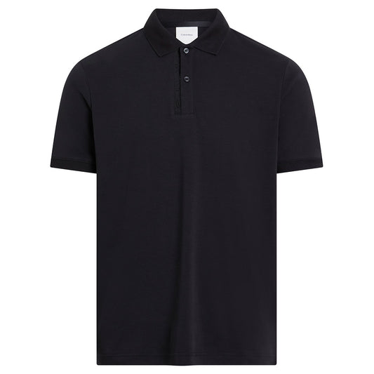 Calvin Klein Men Black Polo Shirt with Logo on the Button Fold