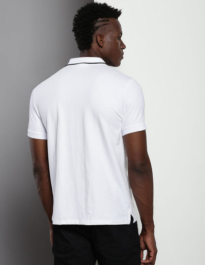 Calvin Klein Men White Cotton Solid Regular Fit Polo T-Shirt