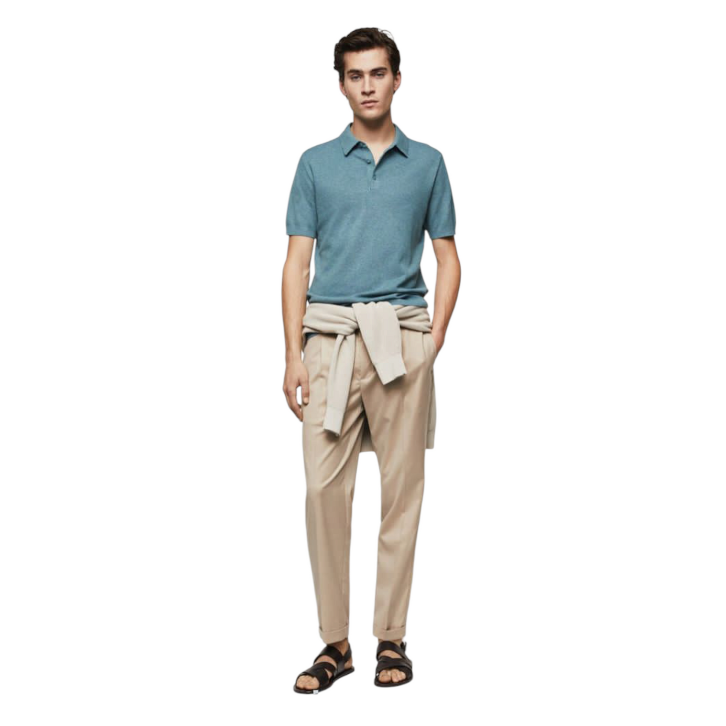MANGO Structured fine-knit polo shirt