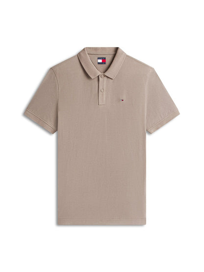 Tommy Jeans Mens Tommy Flag Slim Fit Pique Polo Shirt - Ivy Mink