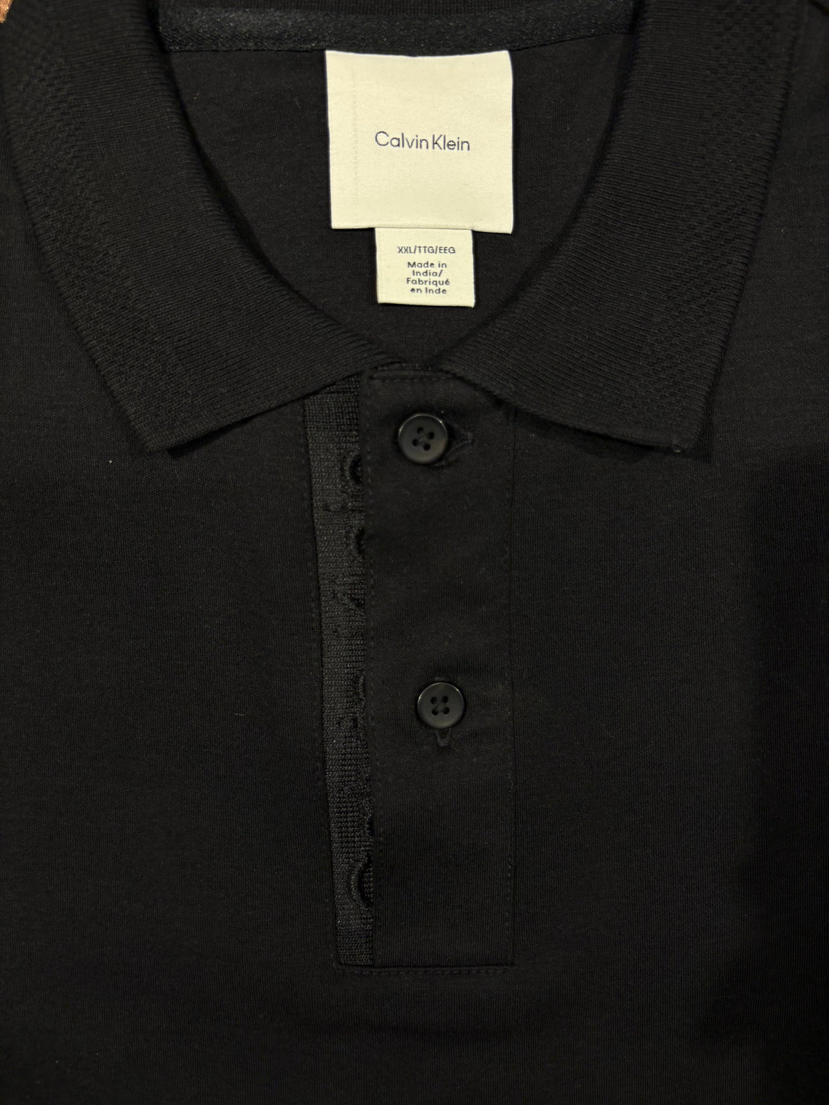 Calvin Klein Men Black Polo Shirt with Logo on the Button Fold