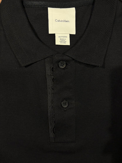 Calvin Klein Men Black Polo Shirt with Logo on the Button Fold