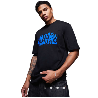 HUGO BLUE Nafralo scattered logo t-shirt in black