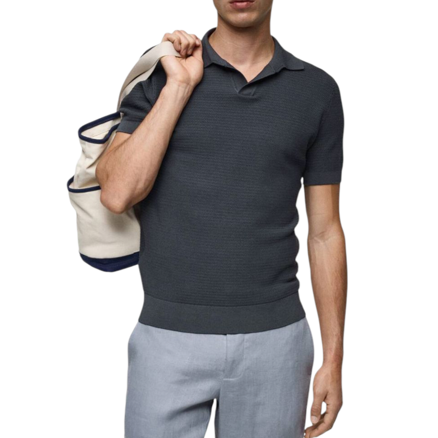 MANGO Structured fine-knit polo shirt