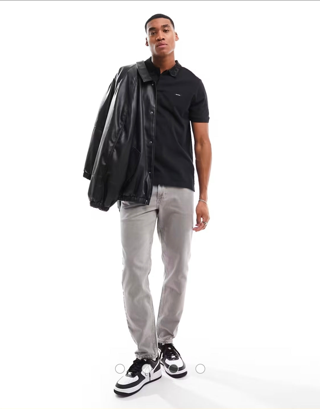 Calvin Klein
logo collar stretch pique polo shirt in black.