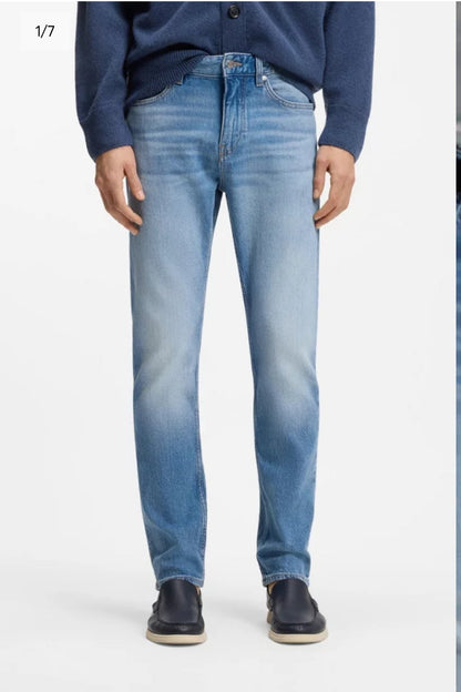 BOSS Delaware slim-fit jeans in blue comfort-stretch denim