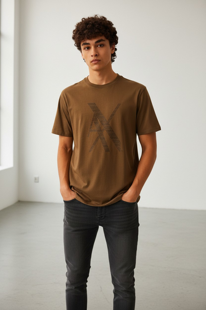 ARMANI EXCHANGE
Regular Fit T-Shirt mit Label-Print in schlamm