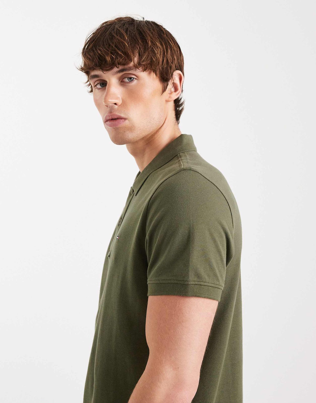 Tommy Jeans Mens Tommy Flag Slim Fit Pique Polo Shirt