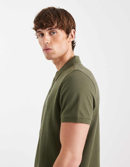 Tommy Jeans Mens Tommy Flag Slim Fit Pique Polo Shirt