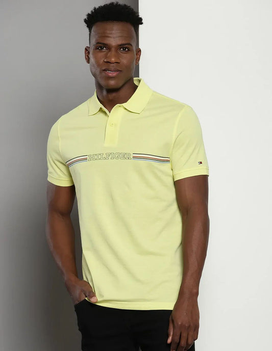 Tommy Hilfiger Mens Yellow Solid Polo T-Shirt
