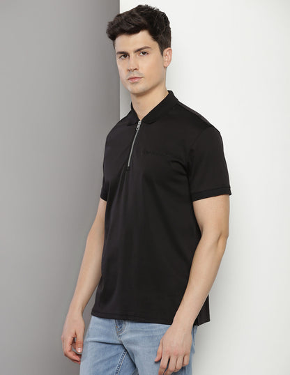 Calvin Klein Black Cotton Regular
Fit Polo T-Shirt