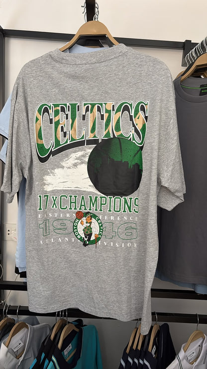 NEW ERA BOSTON CELTICS NBA CHAMPIONSHIP GREY OVERSIZED T-SHIRT