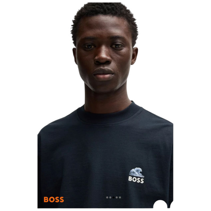 SLUB-COTTON T-SHIRT WITH REAR GRAPHIC PRINT