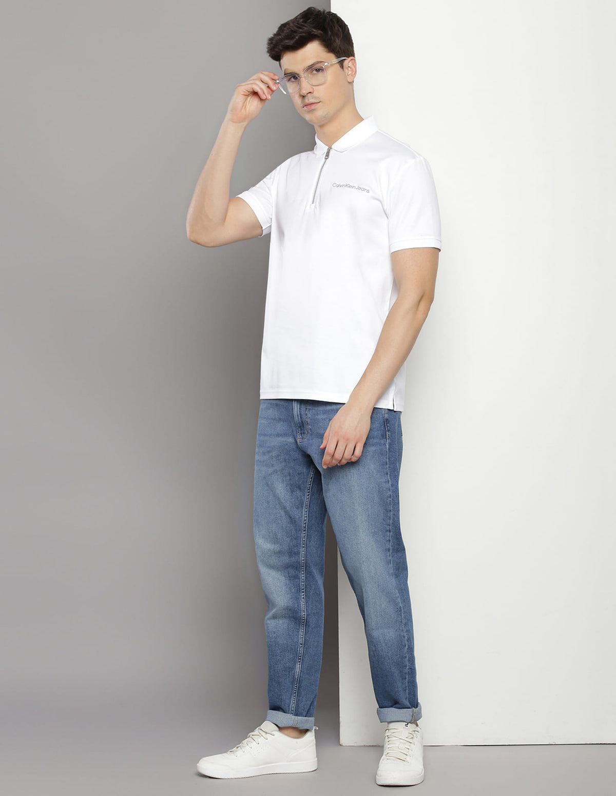 Calvin Klein White Cotton Regular
Fit Polo T-Shirt
