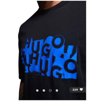 HUGO BLUE Nafralo scattered logo t-shirt in black