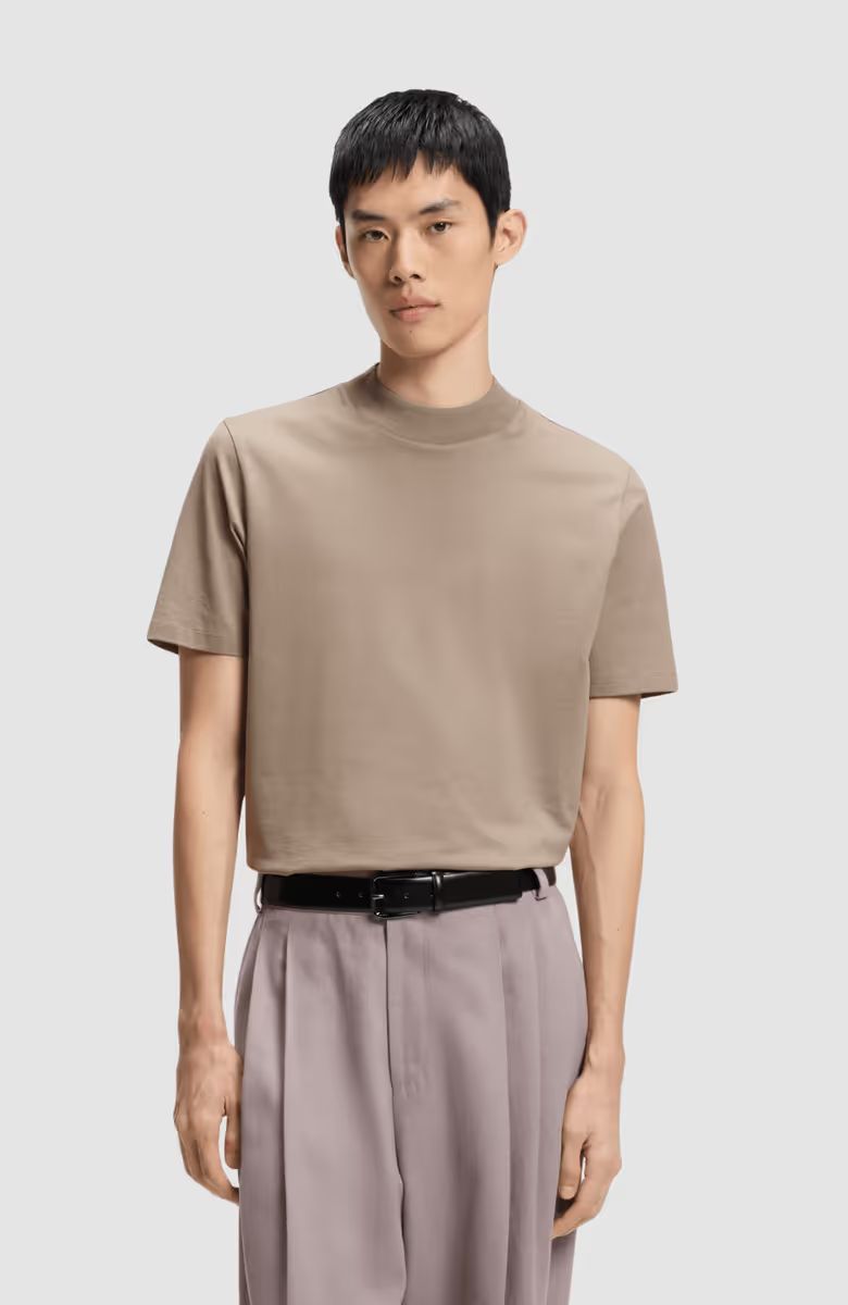 HUGO
Slim-fit T-shirt in stretch cotton with stand collar