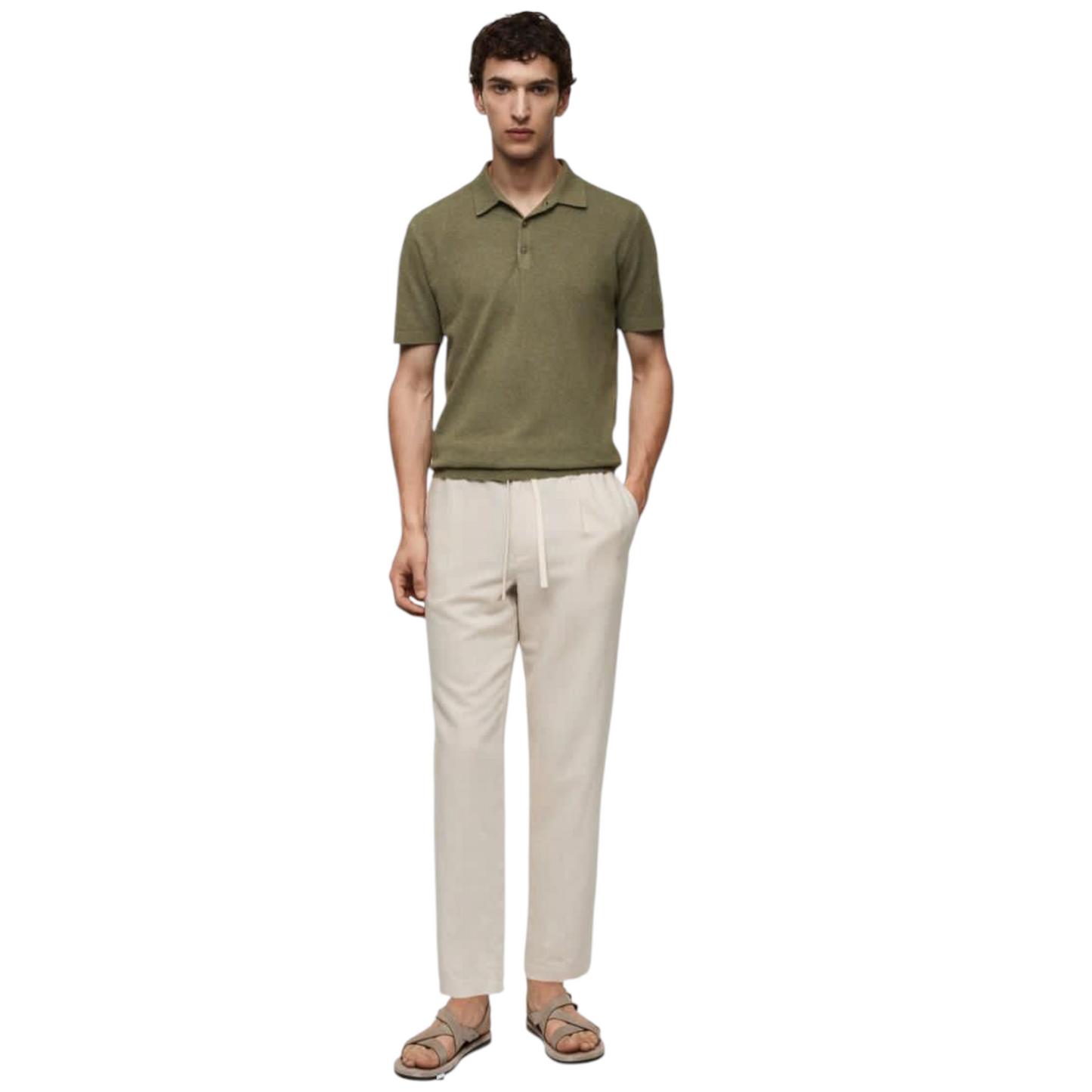 MANGO Structured fine-knit polo shirt