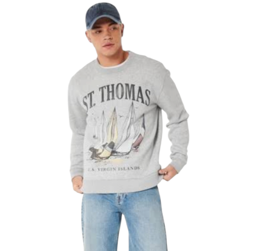 HOLLISTER ST. THOMAS VIRGIN ISLANDS GRAPHIC CREW SWEATSHIRT
