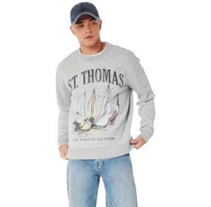 HOLLISTER ST. THOMAS VIRGIN ISLANDS GRAPHIC CREW SWEATSHIRT