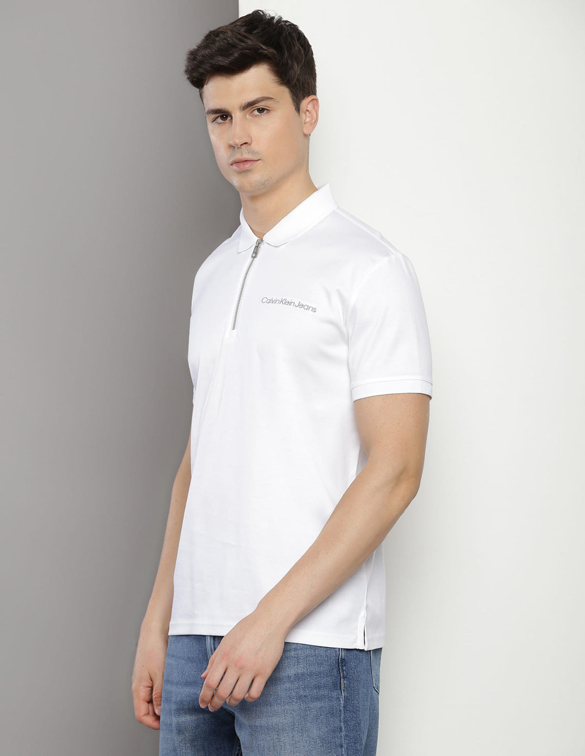 Calvin Klein White Cotton Regular
Fit Polo T-Shirt