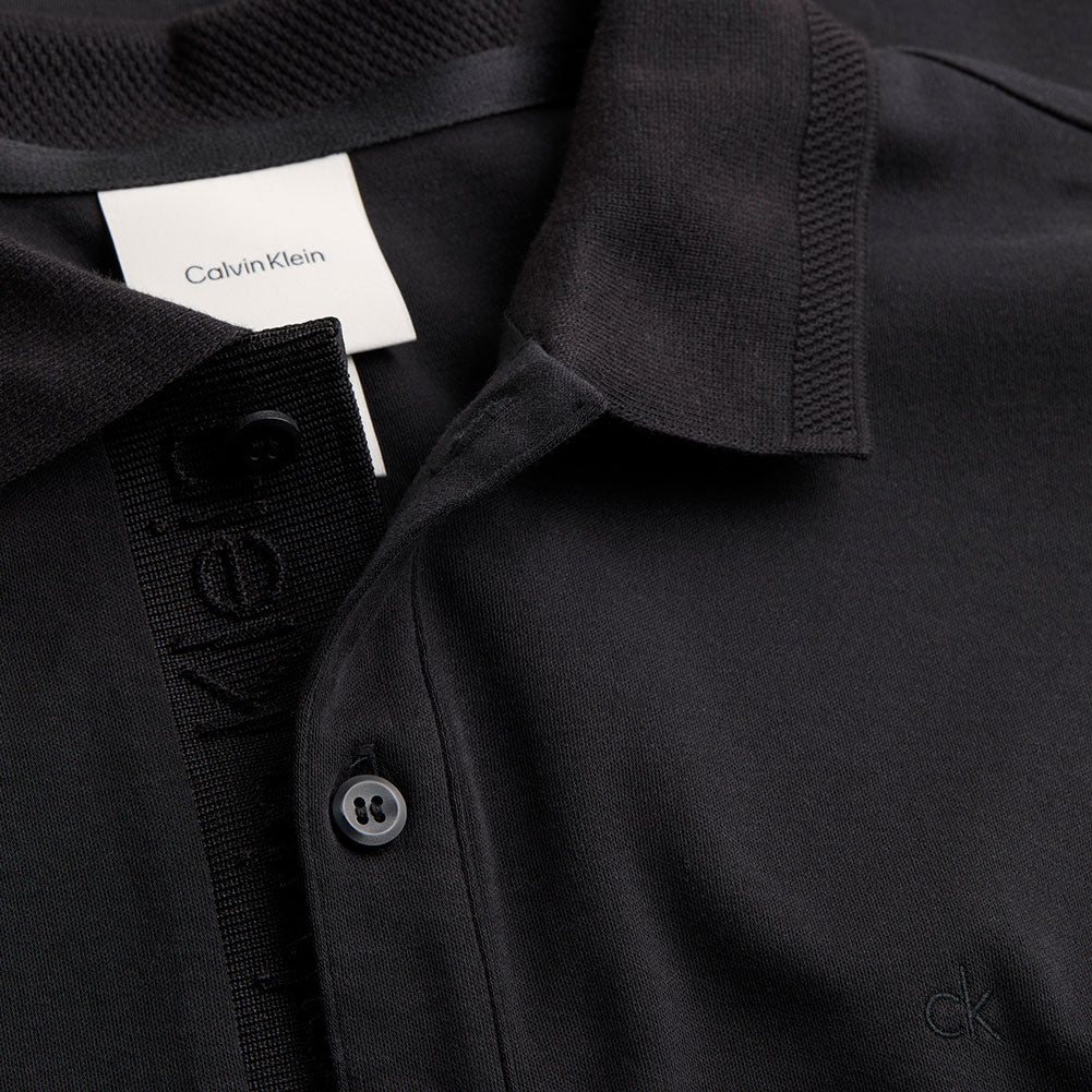 Calvin Klein Men Black Polo Shirt with Logo on the Button Fold