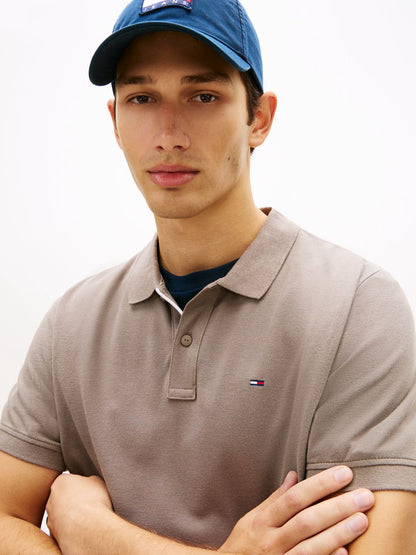 Tommy Jeans Mens Tommy Flag Slim Fit Pique Polo Shirt - Ivy Mink