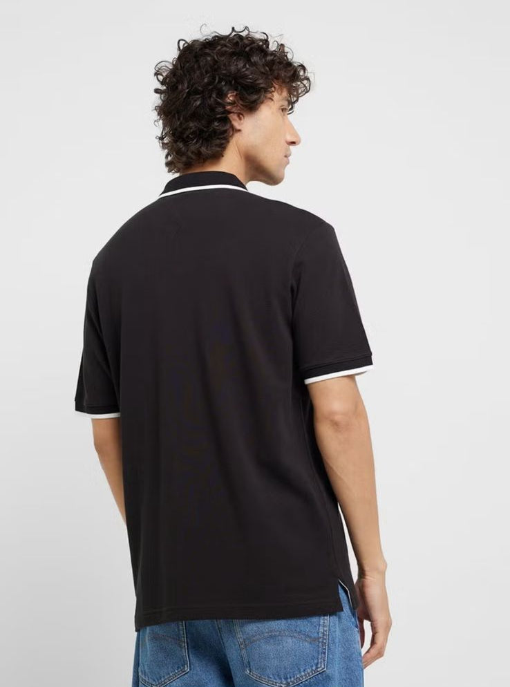 Tommy Hilfiger Black Printed Half Sleeves Polo T-Shirt