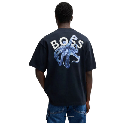 SLUB-COTTON T-SHIRT WITH REAR GRAPHIC PRINT