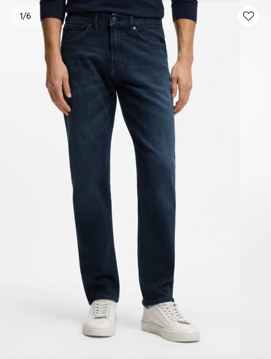 BOSS Maine regular-fit jeans in blue comfort-stretch denim
