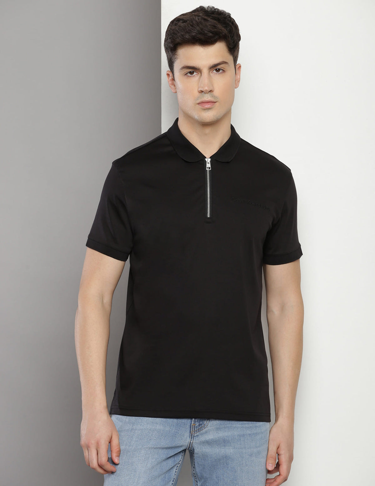 Calvin Klein Black Cotton Regular
Fit Polo T-Shirt
