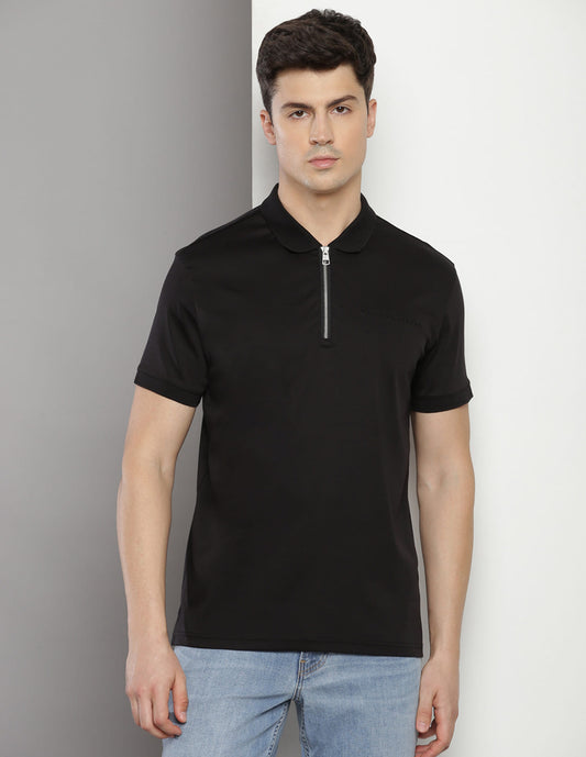 Calvin Klein Black Cotton Regular
Fit Polo T-Shirt