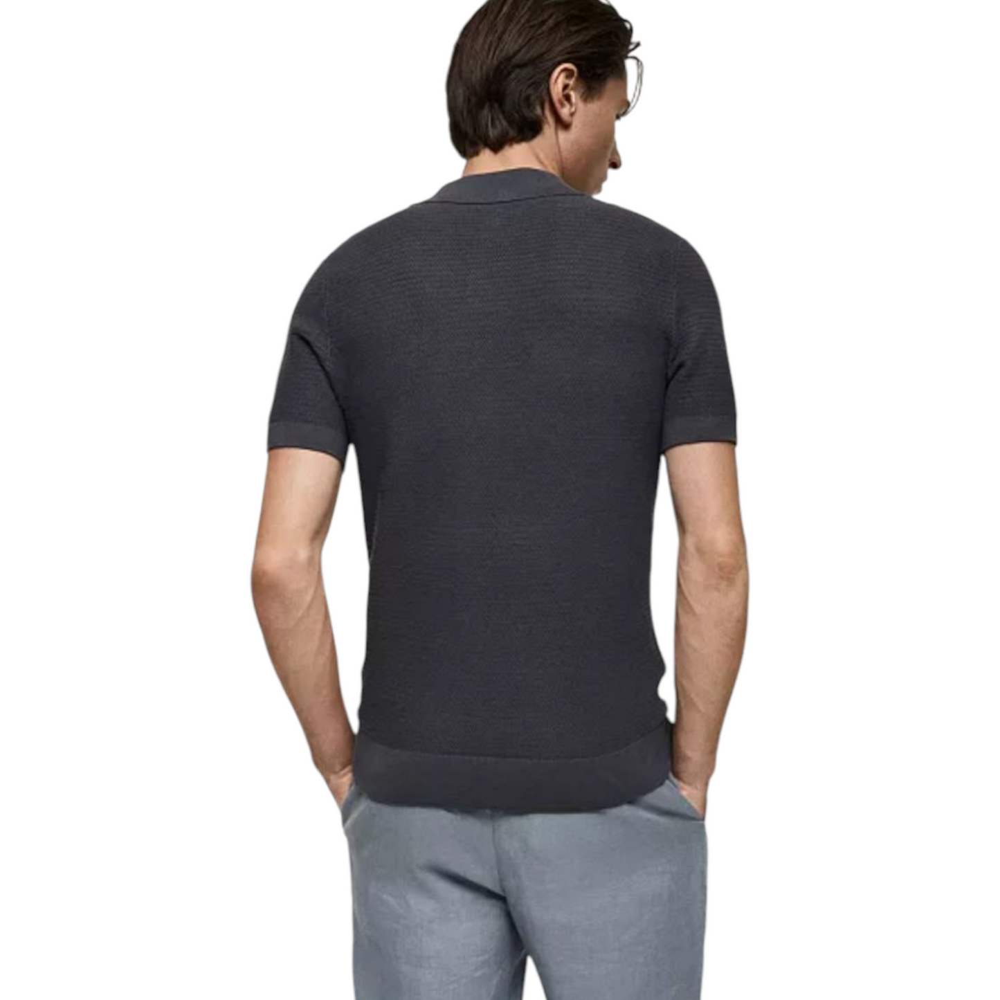 MANGO Structured fine-knit polo shirt