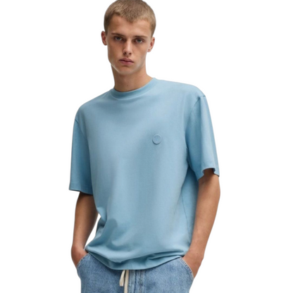 HUGO COTTON JERSEY T-SHIRT WITH CURVED LOGO