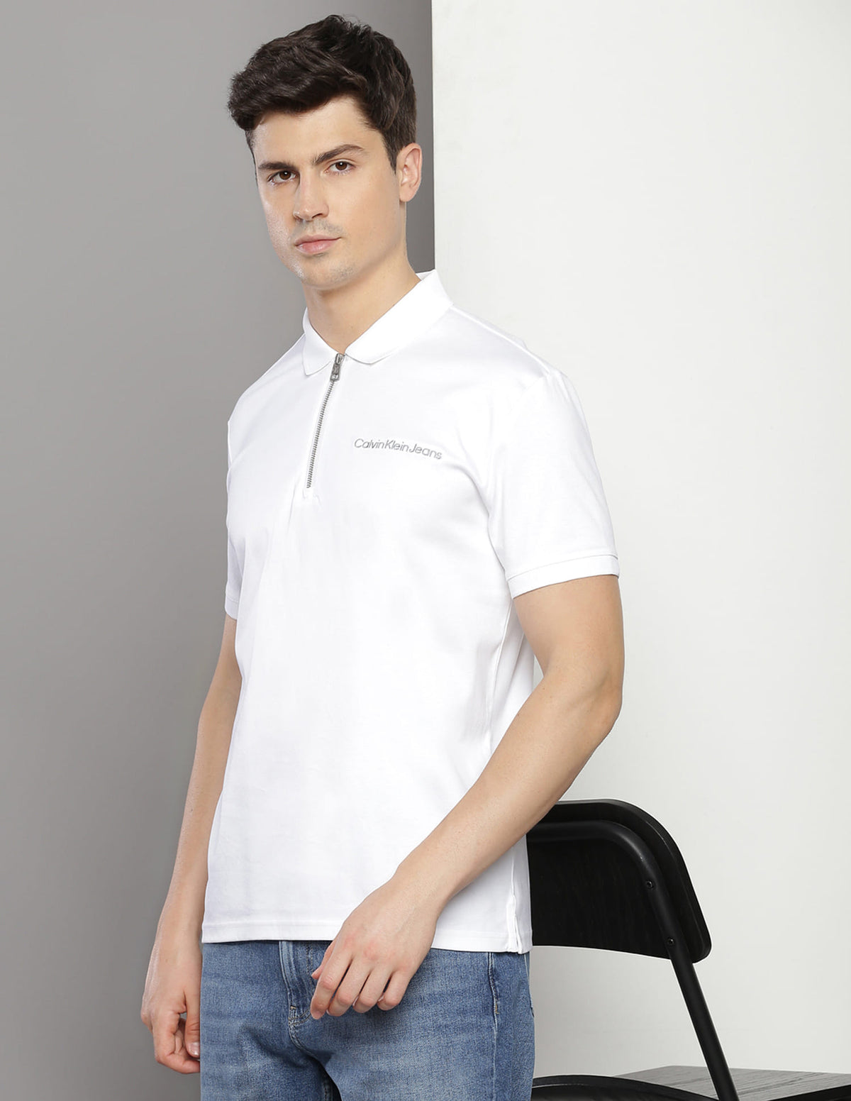 Calvin Klein White Cotton Regular
Fit Polo T-Shirt