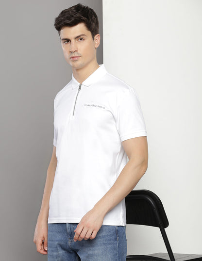 Calvin Klein White Cotton Regular
Fit Polo T-Shirt