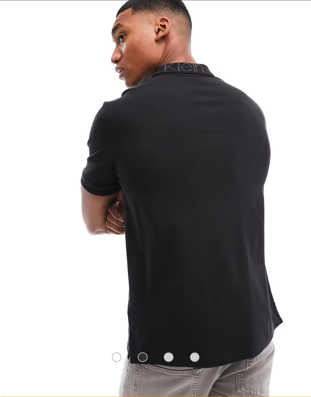 Calvin Klein
logo collar stretch pique polo shirt in black.