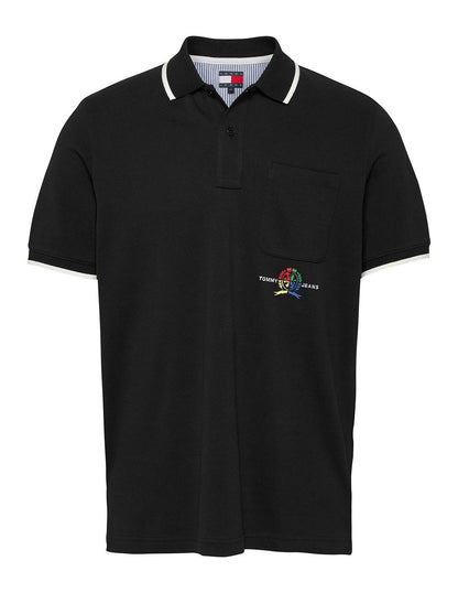 Tommy Hilfiger Black Printed Half Sleeves Polo T-Shirt