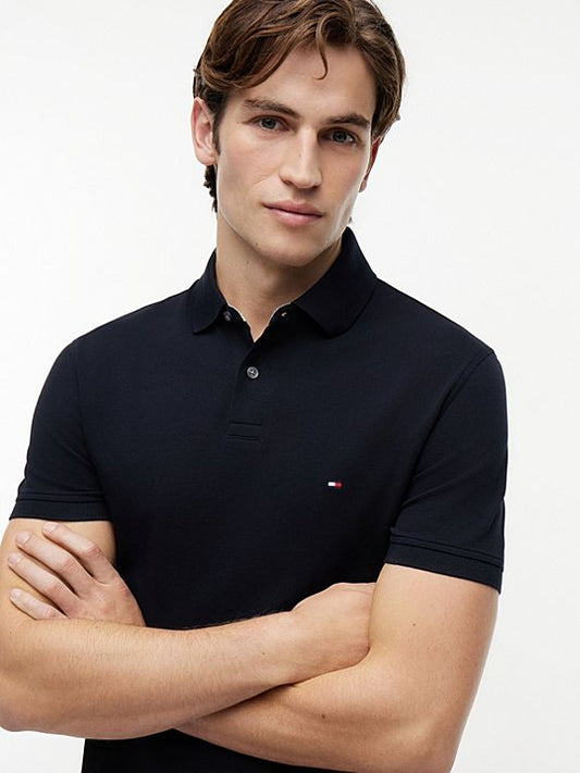 Tommy Hilfiger White Regular Fit 1985 Regular Fit Pique Polo Shirt Navy