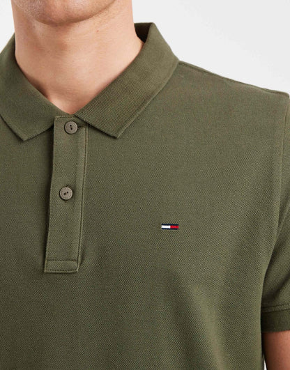 Tommy Jeans Mens Tommy Flag Slim Fit Pique Polo Shirt