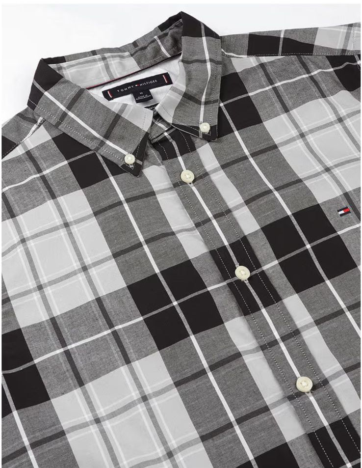 Tommy Hilfiger Mens Grey Checks Shirt