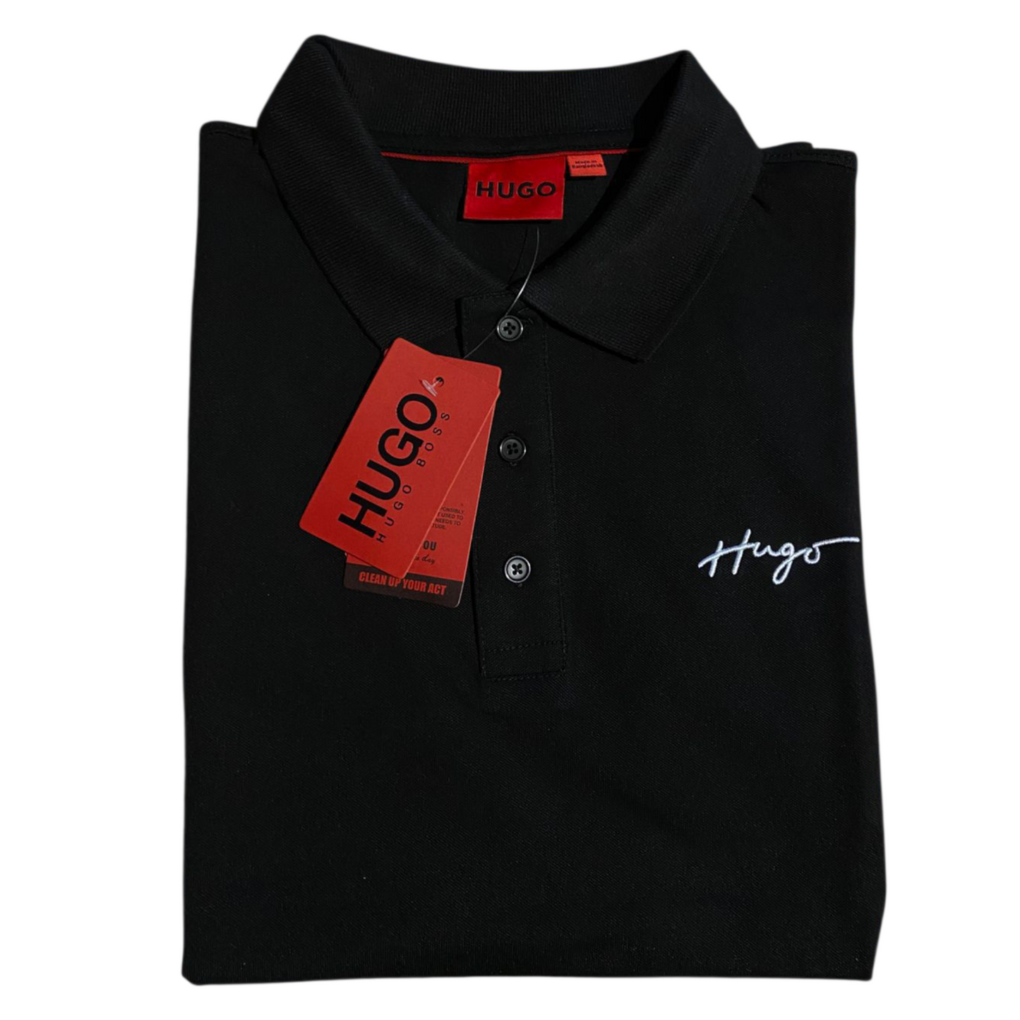 HUGO BOSS REGULAR FIT POLOS IN COTTON - DAIPO | BLACK